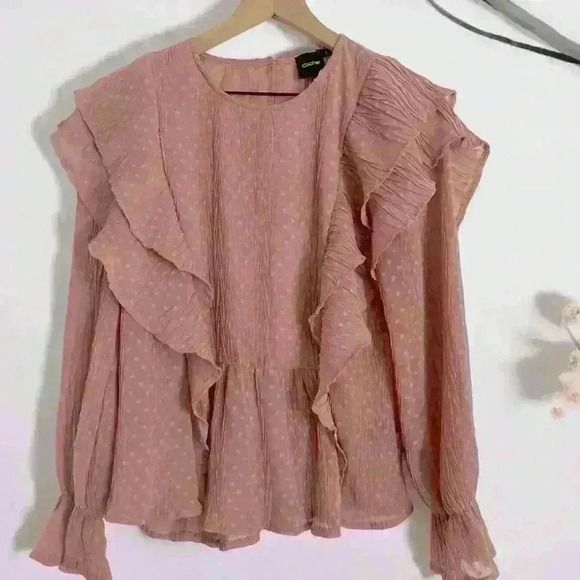 Cliché Tops - Cliché Dusty Pink Multi Frill Blouse‎ Size Size Large